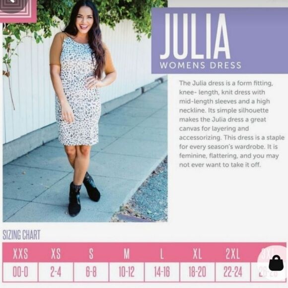 LuLaRoe Julia Knit Dress Red Floral Tile Fitted Knee Length Sheath Work Casual - Picture 8 of 8